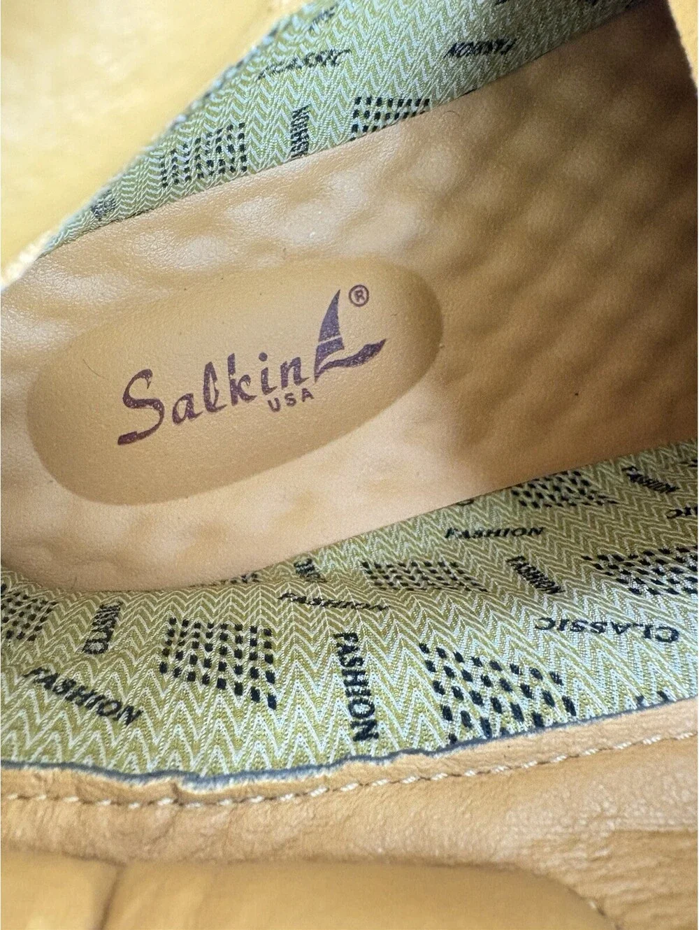Salkin Mens 9.5 EU 43 Leather Orthopedic Comfort Boots Waterproof Khaki NWOB